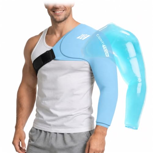 ComfiTECH Shoulder Arm Ice Pack Wrap for Pitcher & Recovery, Blue, XL | Flexible Gel Ice Pack for Shoulder & Elbow & Arm Cooling, Adjustable Arm Cold Sleeve for Throwing Recovery & Muscle Comfort - size: Extra Large, style: Blue