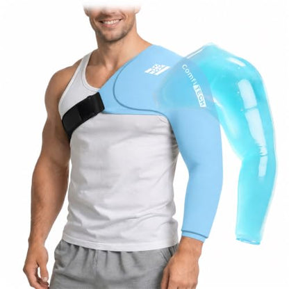 ComfiTECH Shoulder Arm Ice Pack Wrap for Pitcher & Recovery, Blue, XL | Flexible Gel Ice Pack for Shoulder & Elbow & Arm Cooling, Adjustable Arm Cold Sleeve for Throwing Recovery & Muscle Comfort - size: Extra Large, style: Blue