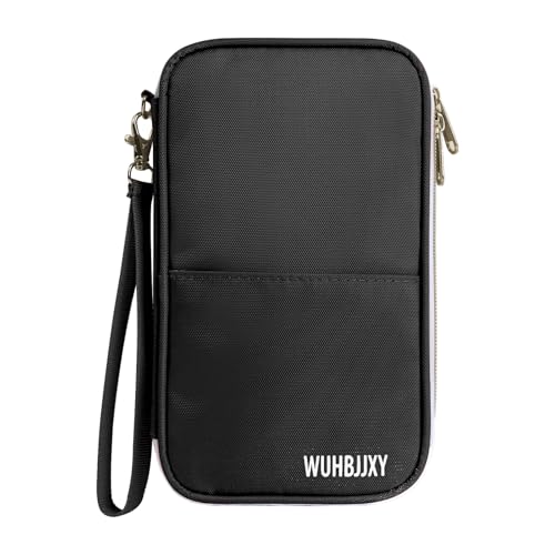 Secure,Valuable Practical, RFID Family Passport holder, Travel wallet (Black), Travel document Organizer, Passport Bag, Three-layer Design, Strong Storage Function - color: black