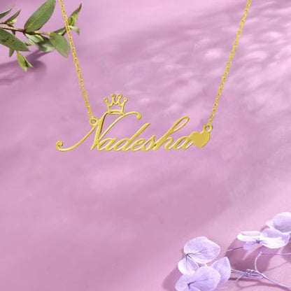 10K/14K/18K Solid Gold Name Plate Necklace,Real Gold Customized Name Necklace with Birthstone for Women,Personalized 1-4 Nameplates Necklaces Birthday for Her Girls - color: Style 3