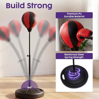 Hurtle Punching Bag with Stand for Adults and Teens, Adjustable Boxing Bag with Premium Gloves, Freestanding Reflex Bag Training Equipment for Home Workout Fitness and Stress Relief - size: 3 FT