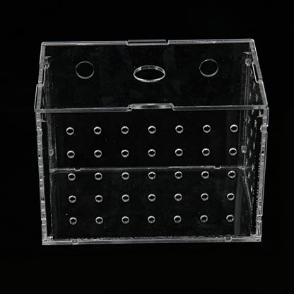 Fish Breeder Box, Aquarium Fish Breeding Box with Suction Cups, High Transparency Acrylic Hatchery Incubator Tank for Baby Fish Shrimp Clownfish Isolation and Rearing (9 * 6 * 7CM) - size: 9*6*7CM