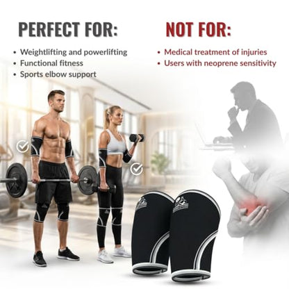 Elbow Sleeves (1 Pair) for Weightlifting, Powerlifting & Cross-Training - 5mm Neoprene Support for Men & Women - size: Medium