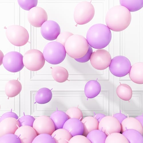 Pink Purple Link Balloons,120Pcs 6Inch Pastel Purple Pink Linking Balloons - color: Pink Purple