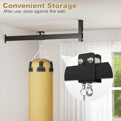 tonchean 42'' Long Sliding Track Wall Ceiling Mount Punching Bag Hanger | Heavy Bag Stand, Load-Bearing Capacity to 300 Lbs Heavy-Duty Sandbag Rack for Home Gym Mma Muay Thai