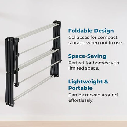 Honey-Can-Do 6-Tier Collapsible Steel Clothes Drying Rack, 24 ft, White | 6-tier steel rack with 24 ft of drying space folds flat to 3 in. Coated bars are gentle on delicates; 50 lb capacity. - color: White / Siver, size: 29" W