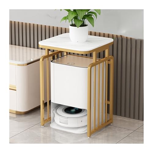 Sweeper Robot Storage Cabinet Sweeping Robot Shelf Storage Cabinet Multifunctional Drinking Fountain Shelf Fish Tank Cabinet Coffee Table Shelf Sweeper Organizer(Gold,50x40x65cm) - color: Gold, size: 50x40x65cm