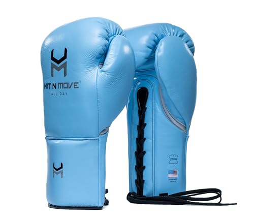 HIT N MOVE Süvari Horsehair Boxing Gloves Hook and Loop, Lace-Up Boxing Gloves Men, Boxing Equipment, MMA Gloves Men, UFC Gloves Horsehair and 100% Cow Leather - size: 12 Oz, style: Lace-up Sky Blue