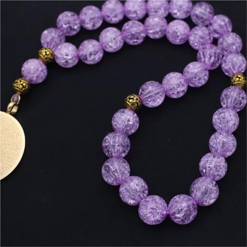 AYATUL KURSI Muslim Quran Car Rear View Mirror Stainless Steel Purple Beads Car Pendant Hanging