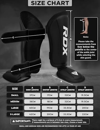 RDX Shin Guards Kickboxing Muay Thai, SATRA SMMAF Approved, Premium Maya Hide Leather, Leg Instep Protection Pads, MMA Martial Arts Kicking Sparring Training Gear, BJJ Karate Boxing Taekwondo, Black - color: Black, size: X-Large
