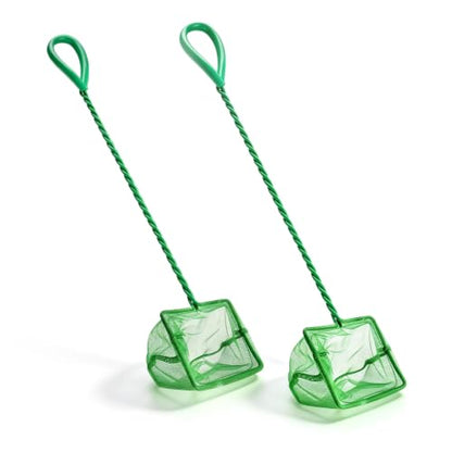 (10.23''L,Net Opening:2.75" x 2.55") Aquarium Fishing Net for Betta Tanks & Small Fish Tanks, Soft Fine Square Mesh, Food Wastes Skimmer for Small Ponds and Pools, Shrimp,Green - color: Green 10.23''