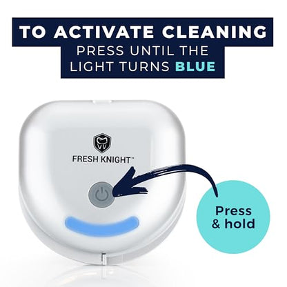 FRESH KNIGHT UVC Retainer Cleaner & Denture Cleaner - UV Retainer Case - Ideal for Invisalign & Mouth Guards - White UV Retainer Container - Convenient Travel Size - color: Platinum UV