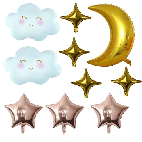 Birthday Balloons Set Moon Cloud Star Foil Balloons for Gender Reveal Birthday Wedding Party Decorations Supplies