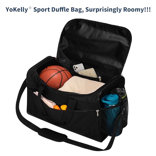 Gym Bag 20 inch Sport Duffle Bag for Men, Black | 40L, Weekender, Travel - color: Black
