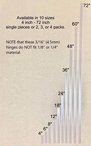 DistinctAndUnique Clear PVC Hinge Piano Style for 3/16" (4.5mm) Material, 48 Inch, 1 Piece No Screw or Glue Plastic Aquarium Lid Hinges for Plexiglass Panels, Golf Cart Windshield Hinge Acrylic Panels - color: Fits 1/8" - 3/16" (3mm-4.5mm) Thick material,