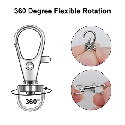 120PCS Premium Swivel Lanyard Snap Hook with Key Rings, Metal Keychain Hooks for Jewelry Making, Crafts (Multicolor) - color: Mixing colors