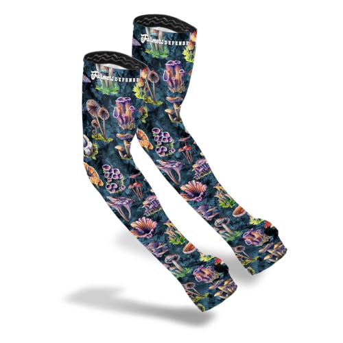 FARMER'S DEFENSE Gardening Arm Sleeves|UV Cooling Protective Sleeve Women & Men|Anti-Scratch Cover Sun UPF Outdoor Protection - Foragers - Gray - XS - color: Mushroom Foragers - Gray, size: X-Small