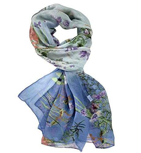 Xyueanlo Scarfs for Women Lightweight Scarves Fashion Print Floral Pattern Scarf Shawls - color: F-blue