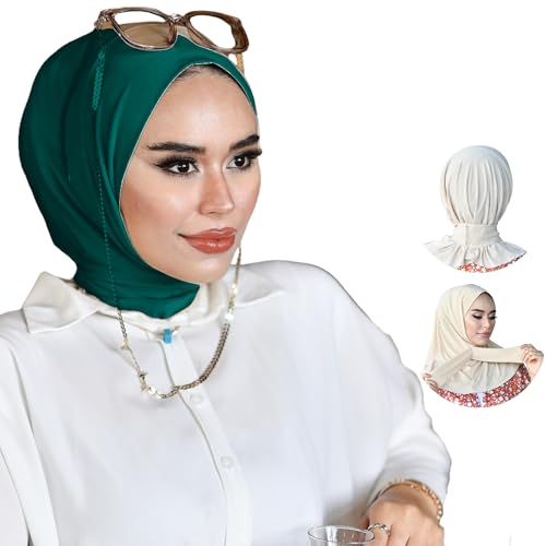 para life Snap Hijab for Women, Breathable Instant Hijabs|Standard Size Stretchable Cotton Sandy|Jersey Undercap - color: Emerald