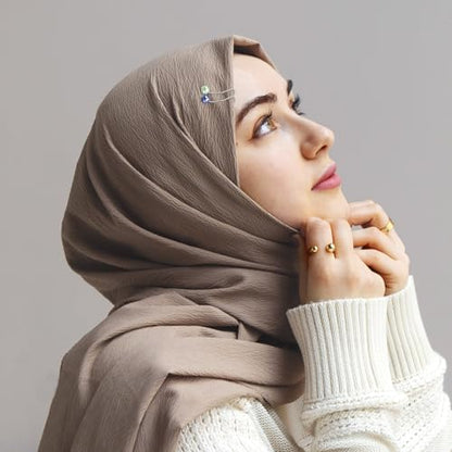 36Pcs Hijab Pins Clips, Multicolor Headscarf Pearl Pins, U Shape Safety Clips for Hijab Scarf Lady Muslim Shawl Clips Scarf Brooches Pin Jewelry Boutonniere Wedding Dress Accessories