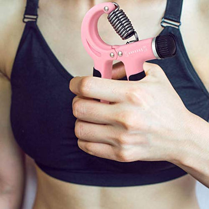 Grip Strength Trainer-2 Pack Hand Grip Strengthener Adjustable Resistance Range 20-90 lbs Non-Slip Hand Grip, Hand Gripper Exerciser, Wrist Strengthener for Forearm Grip Workout - color: pink