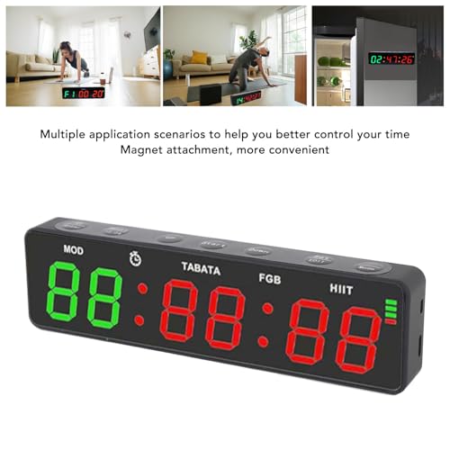 Socobeta Gym Timer Rechargeable Workout Interval Clock with Stopwatch for Home Garage Fitness and Boxing Training