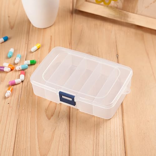 2 Pack Transparent Plastic Bead Organizers (5 Grids),Craft Organizers and Storage Beads Organizer, Art DIY, Crafts Jewelry Storage, Fishing Tackles, Size 5.51 x 3.54 x 1.38 in - size: 5 Grids