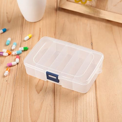 2 Pack Transparent Plastic Bead Organizers (5 Grids),Craft Organizers and Storage Beads Organizer, Art DIY, Crafts Jewelry Storage, Fishing Tackles, Size 5.51 x 3.54 x 1.38 in - size: 5 Grids