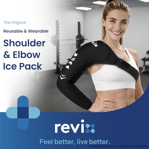 REVIX Arm Shoulder Ice Pack Wrap for Pitchers, Reusable Gel Cold Compression Therapy for Shoulder Throwing Recovery & Athletes, Elbow Ice Sleeve for Volleyball Player, Post-Workout Muscle Relief - style: Standard