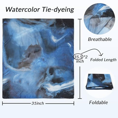 Printed Hijab for Women Printing Hijab Scarf for Women Muslim Islamic Prayer Clothes 1pc Muslim Women's Khimar - color: Abyssal Blue