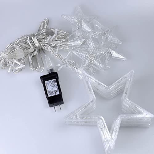 Curtain String Light LED Icicle Light Transparent Strand 8 Modes Waterproof Indoor Outdoor Home Decorative Lights Crescents and Stars (Stars)