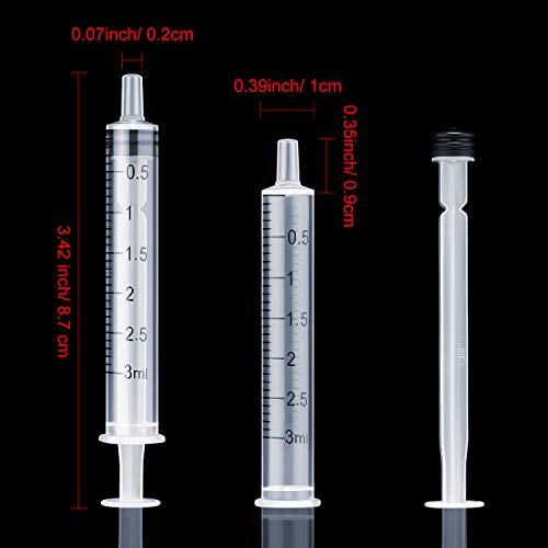 Frienda 20 Packs Syringes Without Needles,3 Ml | Large Plastic Measuring Tools for Food, Horse Care, Lab Dispensing, Graduated Markings, Reusable Multipurpose Applicators - size: 3 ml