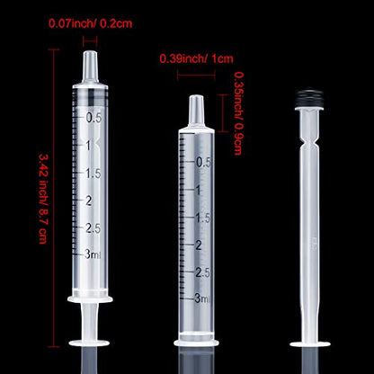 Frienda 20 Packs Syringes Without Needles,3 Ml | Large Plastic Measuring Tools for Food, Horse Care, Lab Dispensing, Graduated Markings, Reusable Multipurpose Applicators - size: 3 ml