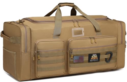 130L Extra Large Duffle Bag for Men, Heavy Duty Duffle Bag for Travel, Large Sports Gym Equipment Bag for Hockey Football Soccer Baseball Basketball & Team training, 130L, Brown - color: Brown