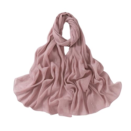 JUMISEE Sparkly Rhinestone Hijab Scarf for Women Glitter Wrinkle Chiffon Muslim Instant Hijab Long Scarves Head Wrap Shawls - color: Pink