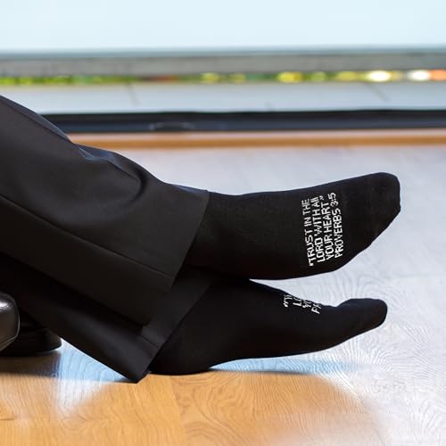 3 Pairs Christian socks Prayer socks Birthday Gifts for Dad,Men Husband Grandp Fathers Day Christmas - color: Proverbs 3:5 - Black