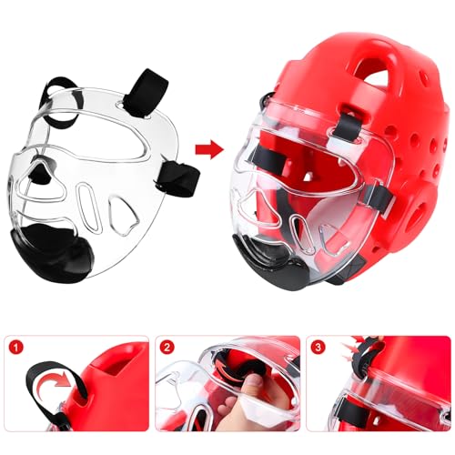Toddmomy Taekwondo Sparring Face Guard Detachable Face Protector for Boxing Martial Arts Headgear Shockproof and Breathable Cover for Kids 8.26 X 7.87 X 3.54 in