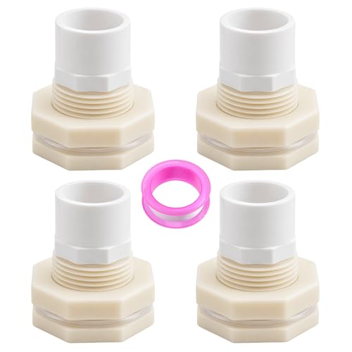 1/2 Inch ABS Bulkhead Fitting Water Tank Connector Adapter Fitting with Male Thread Coupling, Thru-Bulk Pipe Fitting for Rain Barrels Aquariums Ponds Industrial Plumbing(Pack of 4) - size: 4Pcs G1/2