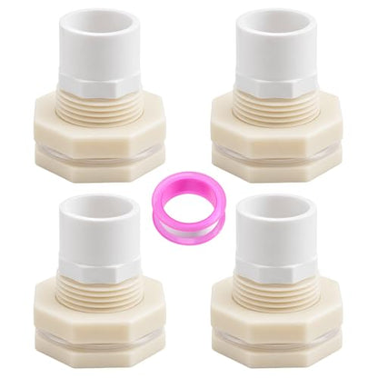 1/2 Inch ABS Bulkhead Fitting Water Tank Connector Adapter Fitting with Male Thread Coupling, Thru-Bulk Pipe Fitting for Rain Barrels Aquariums Ponds Industrial Plumbing(Pack of 4) - size: 4Pcs G1/2