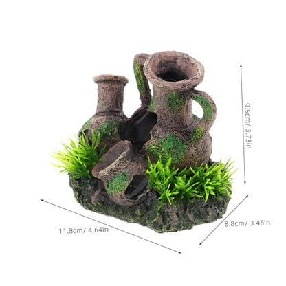 INOOMP Aquarium Cave Decorations: Fish Tank Resin Vase Jar Jug Sunken Ornament Landscaping Saltwater Freshwater Small Medium Fish Garden Pond Ornaments