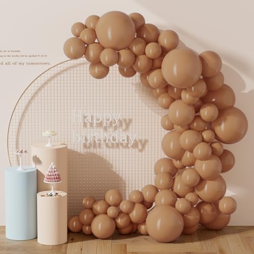 DECOCKRAT 130PCS Cocoa Balloons, Latex Balloons Different Sizes 18/12/10/5 Inch, Helium Balloons with Ribbon, Party Balloon Set for Birthday Wedding Graduation Anniversary Baby Shower Decorations. - color: 06 Cocoa