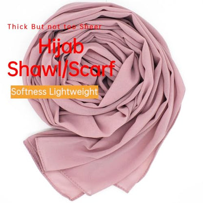 Chiffon Scarf for Women Lightweight Breathable Sunscreen Soft Solid Hijab Scarf for Daily & Muslim Wear - color: Light Rose Pink Chiffon Scarf