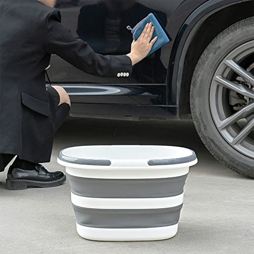 Goderewild Large Collapsible Bucket 16L Two-Pack - Upgraded, Lightweight & Portable Water Bucket for House Cleaning, Camping, Storage - Space-Saving & Multiuse Cleaning Mop Bucket - Grey (2 Pack) - color: New Grey2