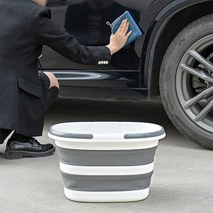 Goderewild Large Collapsible Bucket 16L Two-Pack - Upgraded, Lightweight & Portable Water Bucket for House Cleaning, Camping, Storage - Space-Saving & Multiuse Cleaning Mop Bucket - Grey (2 Pack) - color: New Grey2