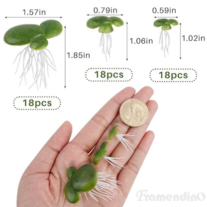 Framendino, 54 Pack Floating Aquarium Plants Artificial Plastic Fake Duckweed Simulation (3 Size) - size: 54 Pack