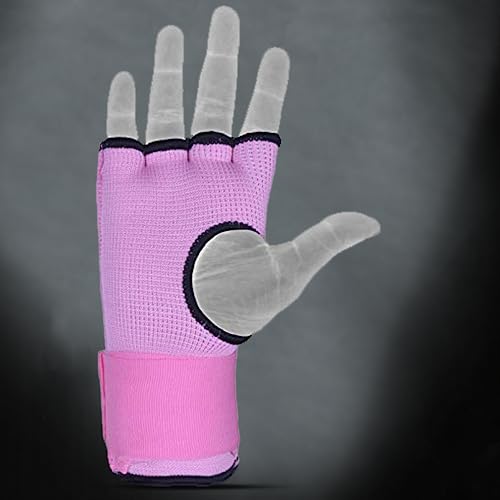 DEFY Padded Inner Gloves Quick 75cm Long Strap – Inner Boxing Gloves Gel Padded Knuckle Protection – Elasticated Boxing Hand Wraps for MMA Muay Thai Kickboxing Martial Arts Pair - color: Pink, size: X-Large