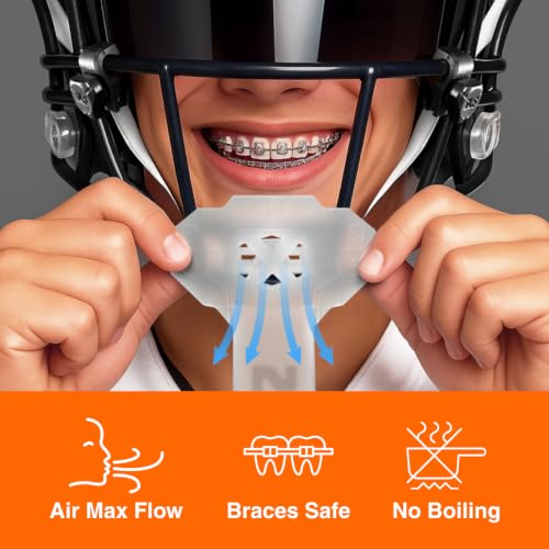 SLEEFS X Clear Football Mouth Guard - Lip/Mouthguard with Helmet Strap - Lip/Teeth Protector Mouthpiece - Moldable - for Youth/Adults, Men & Women Mouth Guard, Maximum Air Flow, Lacrosse, All Sports - color: Clear