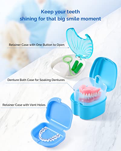 JMU Retainer Case with Vent Holes, 4 Pack Orthodontic Mouth Guard Cases Denture Case | Dental Storage Container, Denture Case Travel Box for Aligner with Snap Lock - color: Blue/Teal/Purple/Pink