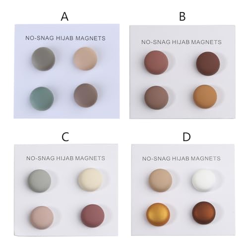 4 Pieces Hijab Magnet Pins for Women Clothing for Scarf Multi-Use Round Clip for Women Scarves No Hole Pins Brooch