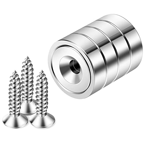 Neosmuk Silver Magnets with Screws,40lbs+ Heavy Duty Rare Earth 4 Pack - color: Silver, size: 40 lb